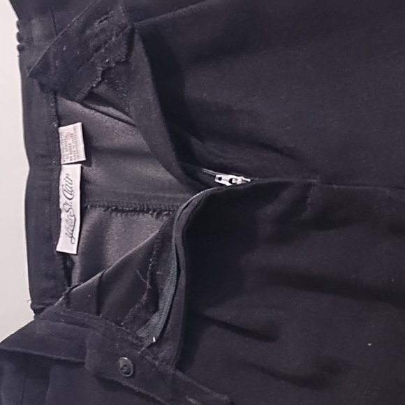 Yves St Clair Vintage Sueded Stretch Pleated Straight Leg Trouser Pants Black 10 - Picture 9 of 11